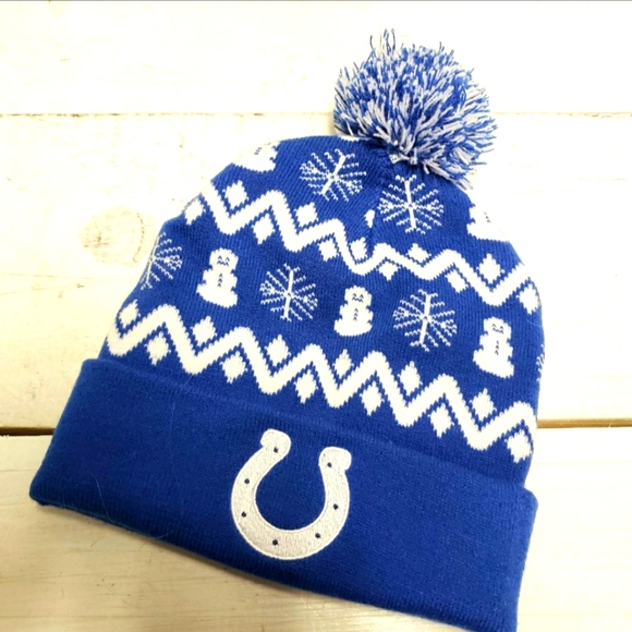 Main Gate Other - Indianapolis Colts NFL football team blue/white winter beanie hat snowman